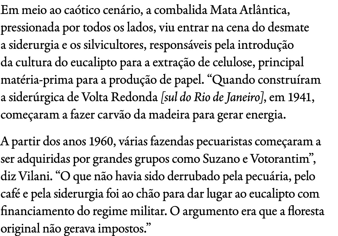 Em meio ao ca tico cen rio, a combalida Mata Atl ntica, pressionada por todos os lados, viu entrar na cena do desmate...