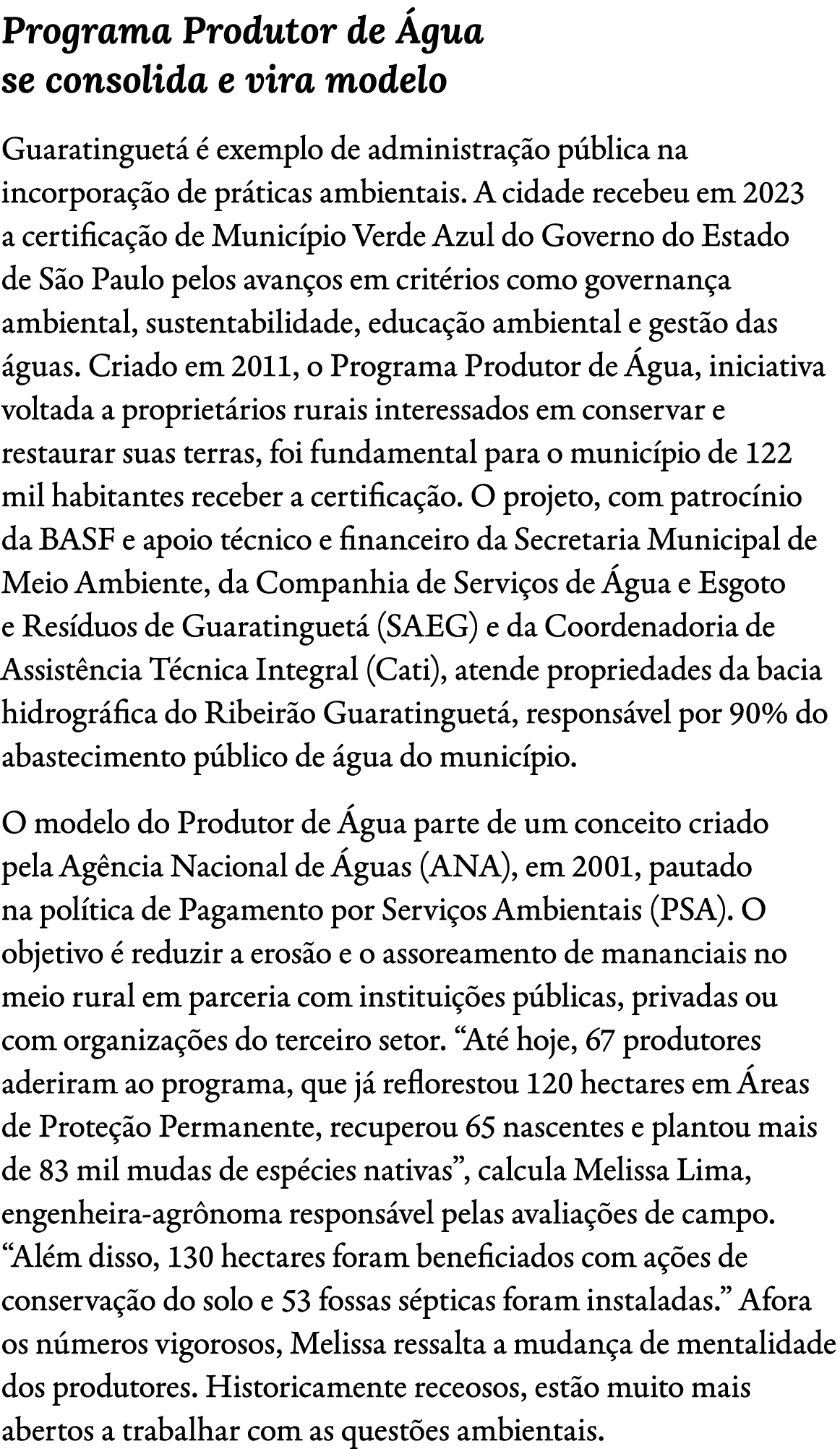 Programa Produtor de gua se consolida e vira modelo Guaratinguet    exemplo de administra  o p blica na incorpora  o...